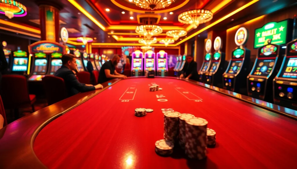 Engage in a high-stakes poker game at an e28 casino with glamorous players and neon-lit ambiance.