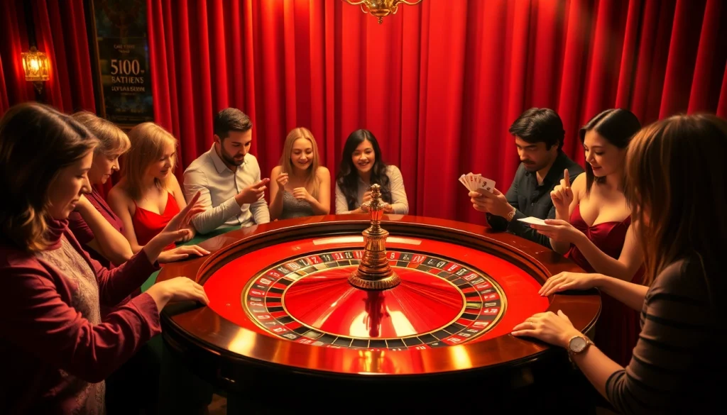 Experience the excitement of jogoluck at a vibrant casino, featuring roulette, players, and winning moments.
